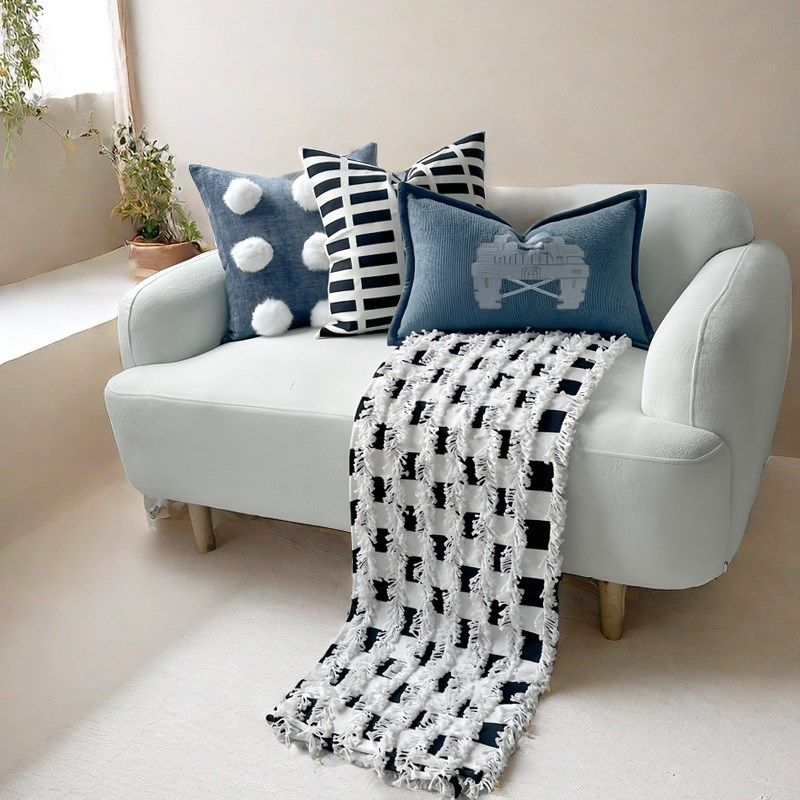 现代简约儿童房床品抱枕样板间蓝色面料定制抱枕床头靠垫沙发搭毯,淘宝优惠券,粉丝福利购,淘宝优惠卷