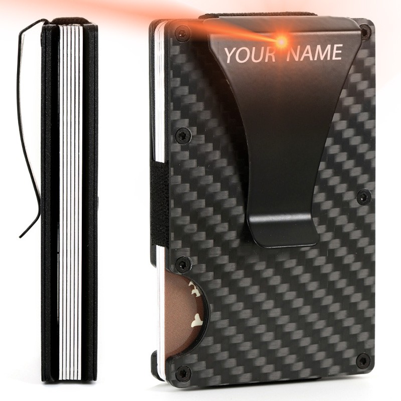 Nee Arrival Engraving Name CarbonrFibe K Crwdit Card Holder-图0