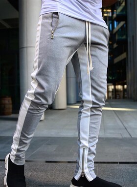 现货2022 Men Pants Trousers Sizde Stripe Zippered Casual Men