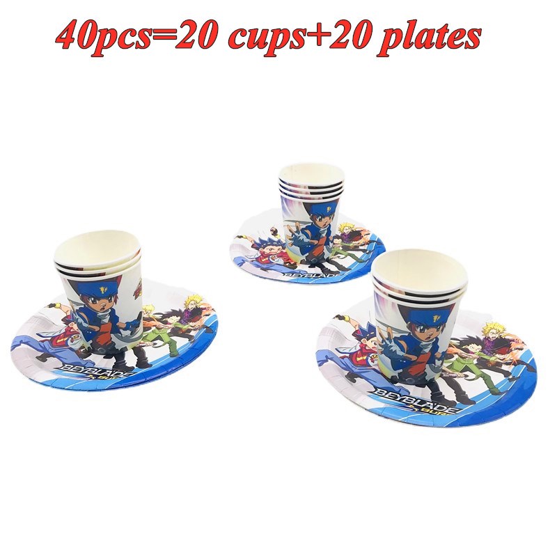 Beyblade Party Tableware Sets Paper Cups Plate Cartoon Happ - 图1