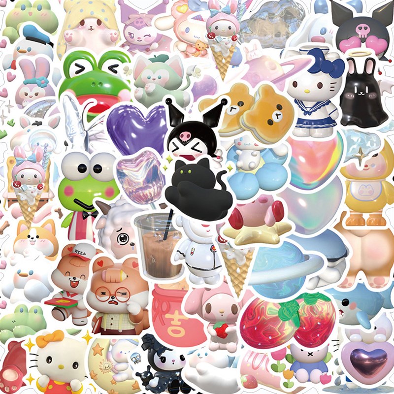 速发50/100pcs Cartoon Sanrio Stickers Kuromi My Melody Cute - 图3