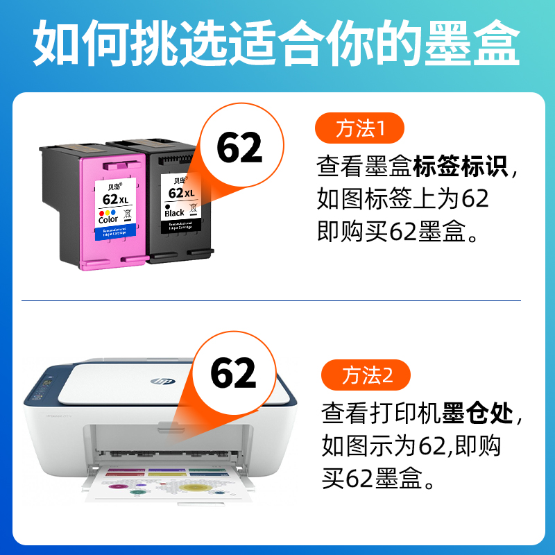 速发适用惠普62墨盒可加墨OfficeJet200 250 258 5744 8045 5540-图2