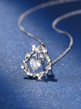 爱心花环999纯银项链轻奢小众设计新款爆款送女友情人节生日礼物