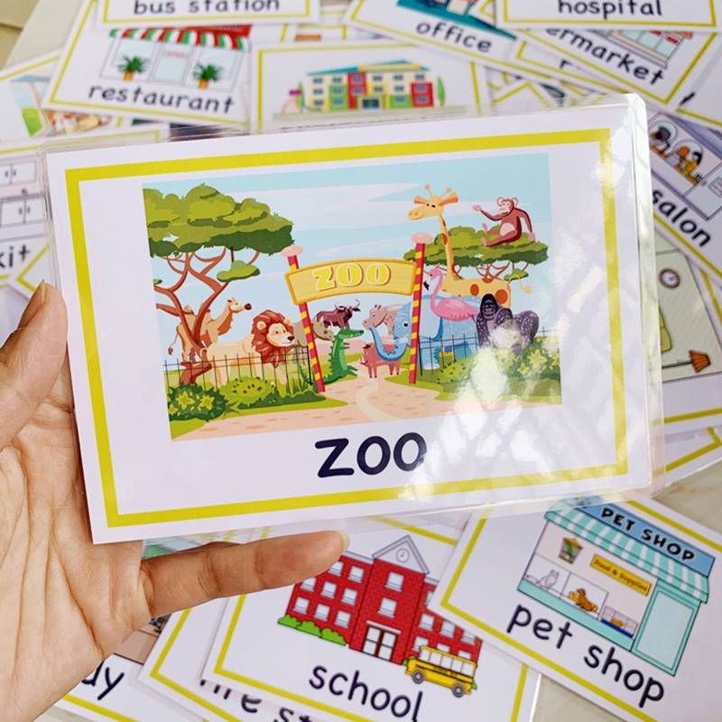 推荐55pcs Montessori Baby English Learning Word Card Place F-图3