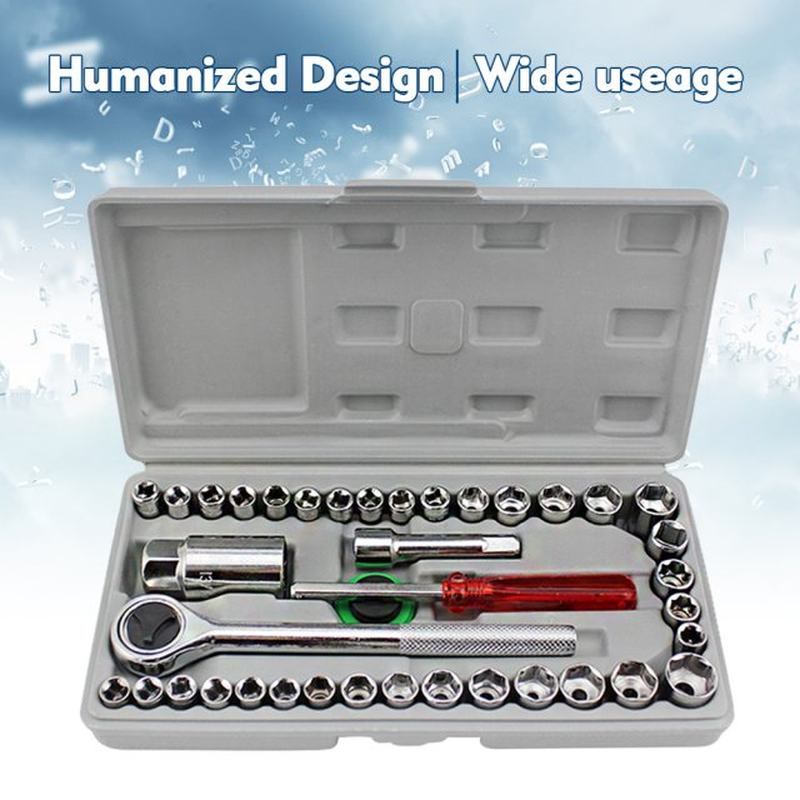 速发40 Pcs 1 Set Car Combination Socket Wrench Set Humanized-图0