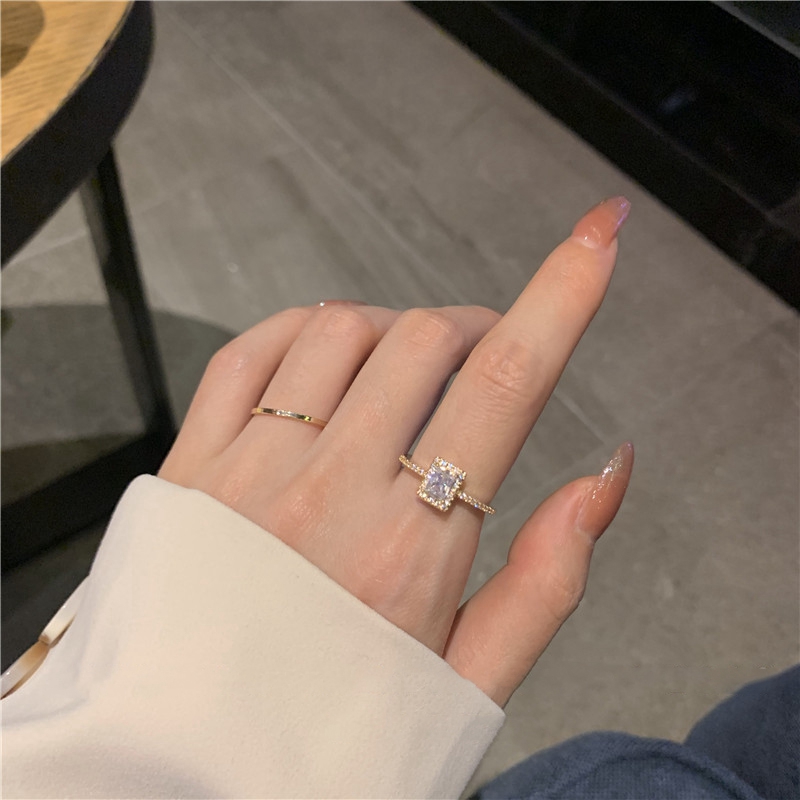 推荐MENGJIQIAO Korean cate Square Cubic Zircon Rings For Wom-图1