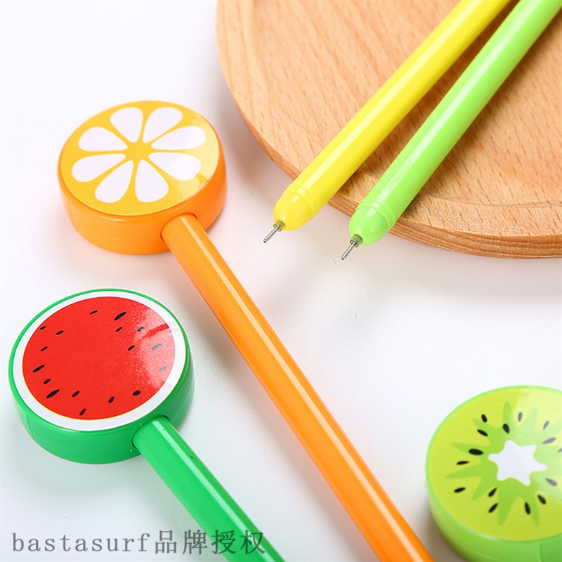 速发Cartoon round head fruit neutral pen cute learning stati-图2