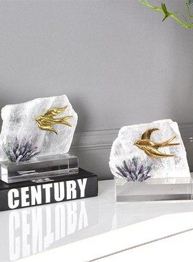 样板房客厅电视柜燕子报春摆件北欧式摆设后现代轻奢软装家居饰品