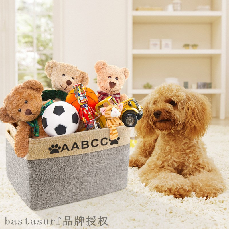 速发Foldable toy storage basket Imitation cotton and linen s-图0