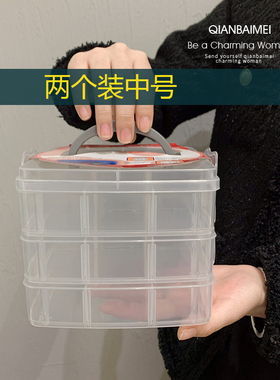 小众高货耳钉饰品手账多格零件元器件透明收纳盒多层可拆小螺丝配