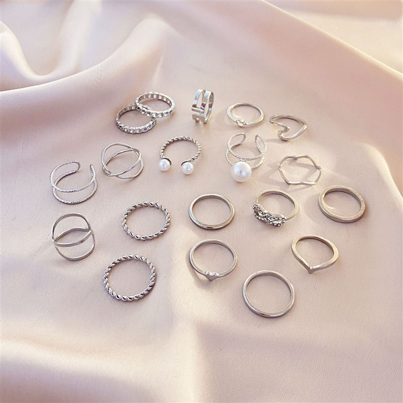 速发Ring set 19 piece set finger rings women men 戒指组套19 - 图2