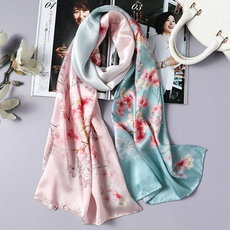 2020new muffler women gift silk scarf sJatin print long Shaw - 图1