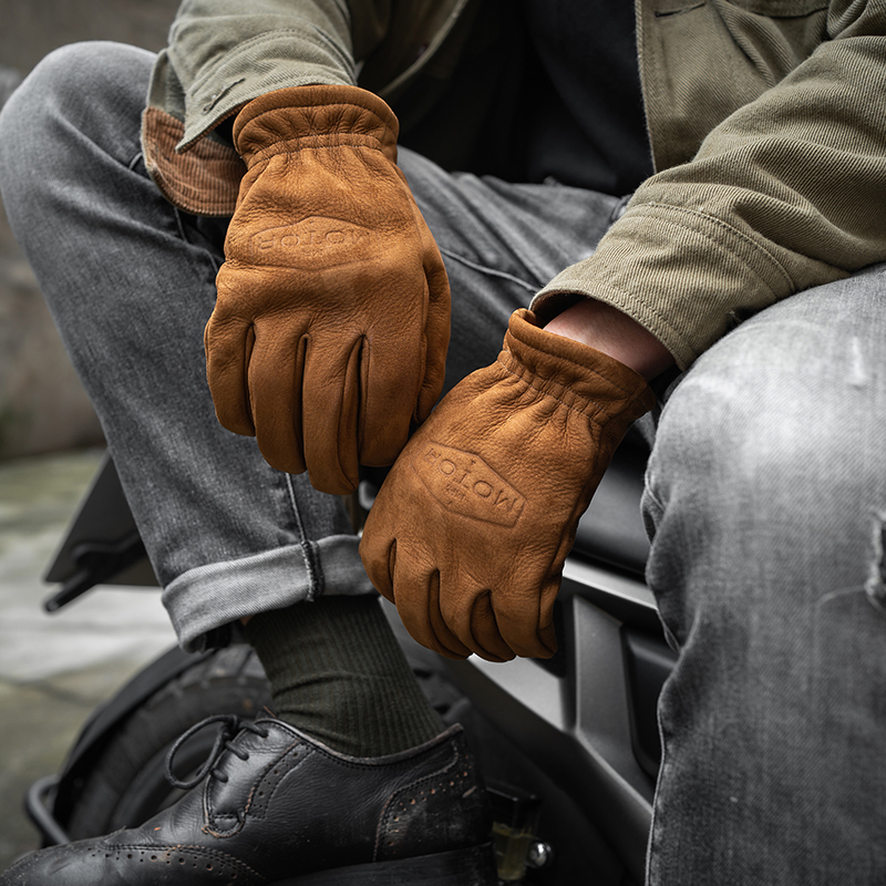推荐Men's Frosted Genuine Leather Gloves Men Motorcycle Ridi-图1