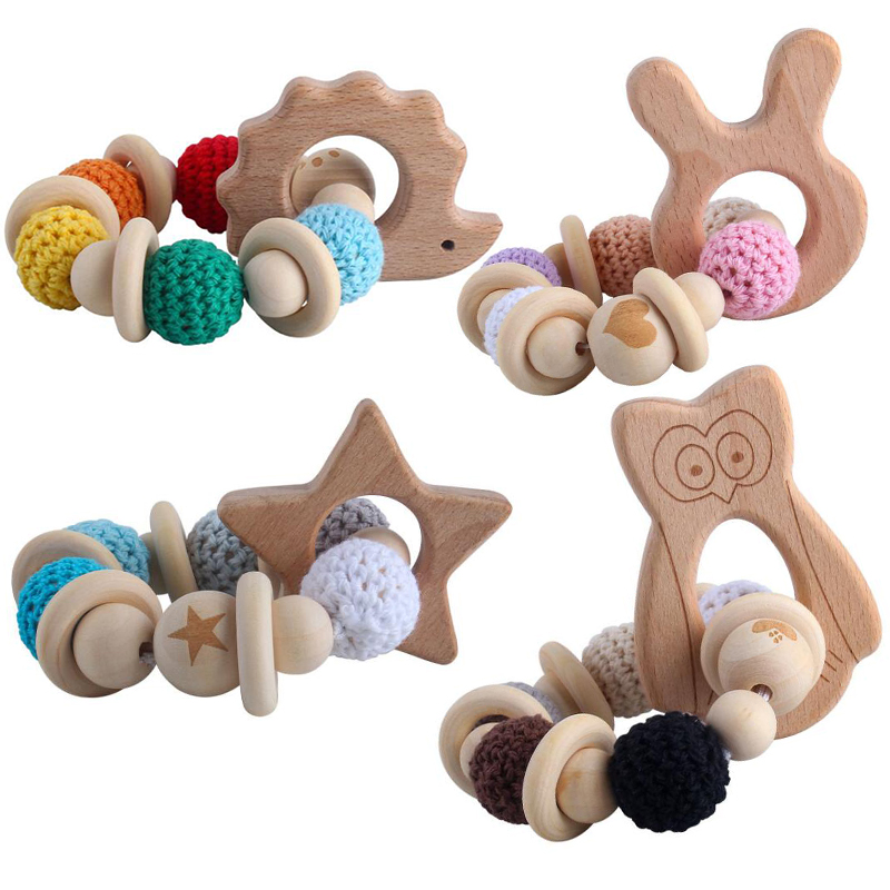 推荐Montessori Wooden Rattles For Baby Crib Toys Baby Rattle - 图2