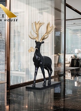 售楼处抽象鹿大型落地摆件动物雕塑玻璃钢酒店大厅室内装置艺术品
