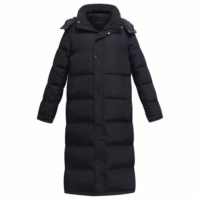 厂家2021年冬季明星同款羽绒服女长款过膝到脚踝加U厚保暖纯色连