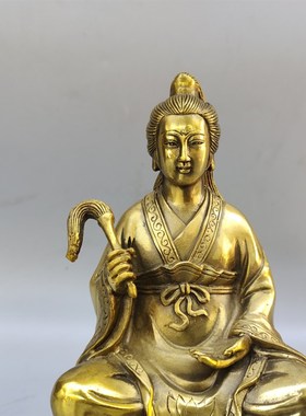 何仙姑铜像摆件黄铜八仙人物雕像之一何秀姑神像中式家居佛堂桌面