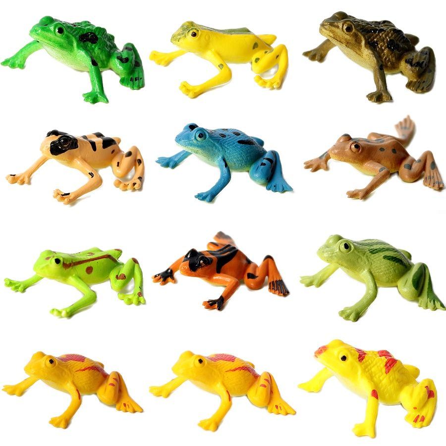 12pcs Figure Mdiel Plaswtic Frog Action Figures Kdos Toy - 图0