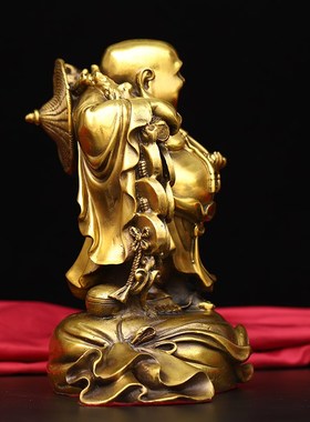 纯铜大肚佛弥勒佛笑佛布袋佛佛像摆件家居玄关办公室寺庙供养装饰