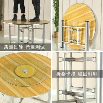 ຕາຕະລາງແກ້ວຂະຫນາດໃຫຍ່ round desktop folding table frame can be installed with round glass turntable dining table canteen dining table country home hotel table