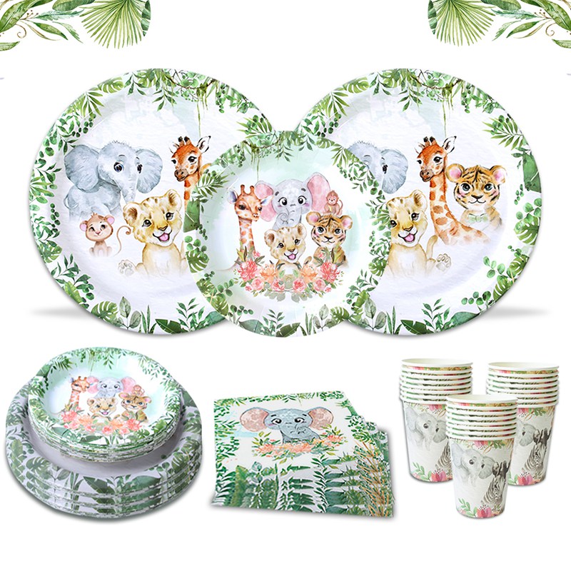 网红Jungle Animal Party Supplies Disposable Tableware Paper - 图1