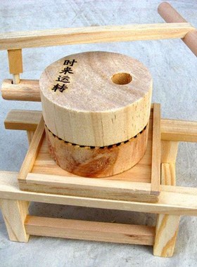 传统复古石磨谷风车水车手推车独轮车马车仿古木制农具工艺品摆件