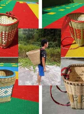 采茶叶篮子多功能家用大号买菜背篼竹篮竹篓竹筐收纳家用背包谷