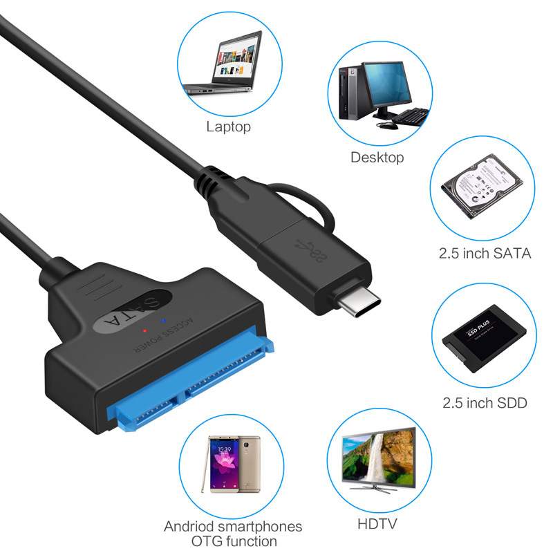 极速厂家直销USB30  USB C转SATA易驱线 硬碟转接线 2合1易驱线50 - 图1