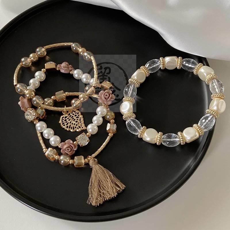 推荐-Fashion jewelry retro acrylic beaded multi-layer pearl - 图0