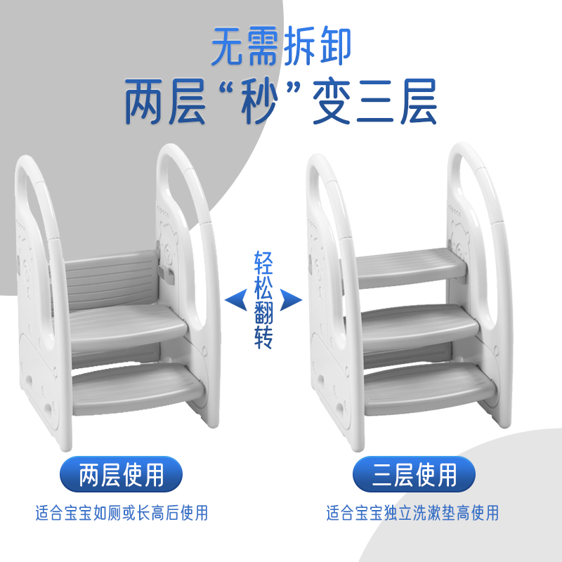 宝宝洗手梯儿童垫脚凳洗漱台踩凳洗脸脚踏蹬楼梯台阶卫生间踩脚凳 - 图3