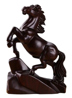 实木马摆件动物生肖木雕马中式家居办公室桌面装饰品木质工艺品马