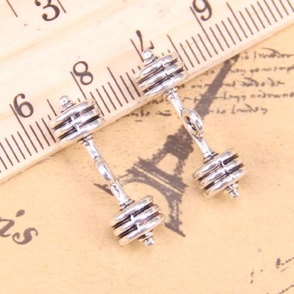 速发38pcs Charms fitness equipment barbell 25x7x7mm Antique - 图0