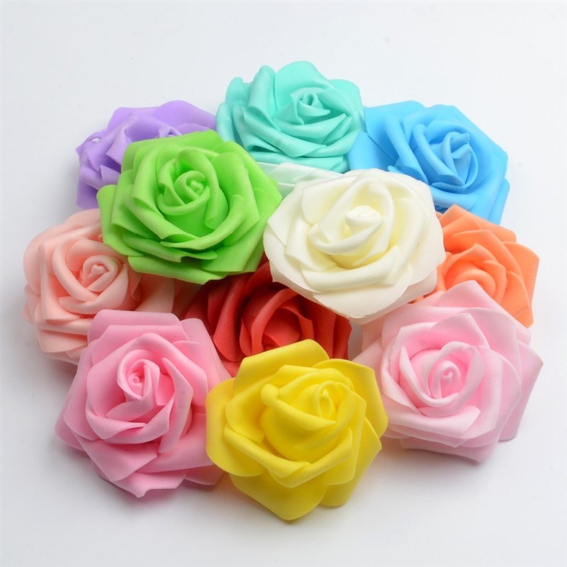 50pcs 6cm Artificial PE Foam White Roses Flowers For Home We - 图0