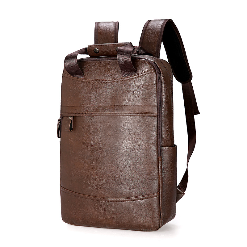 Retro Multi-functions PU Leather Men TraveNl Computer Backpa - 图1