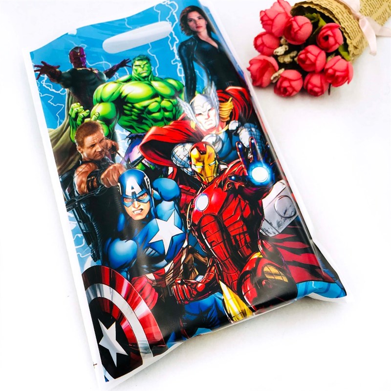 极速10pcs/set The Avengers Theme Gift Bag For kid's Favor Pa - 图1