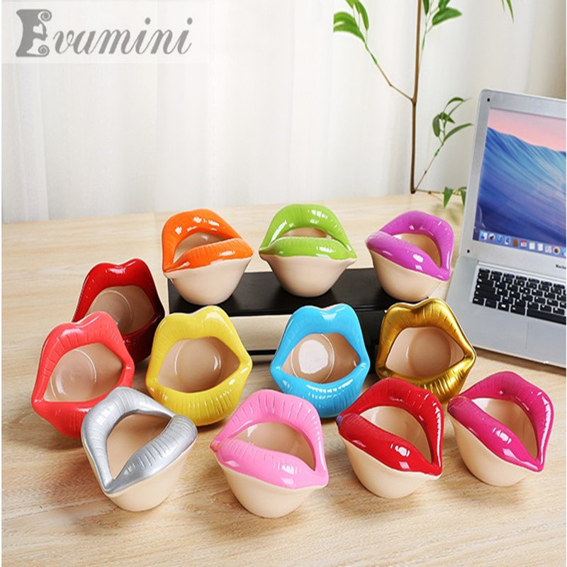 Cut ecips Ashtray Creative Planter Fashion Mouth CerYamiL A-图0