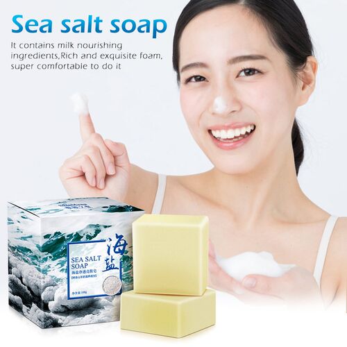 100g Sea Salt Soap Goat Milk Remove Acne Oil-Control Clean S - 图1