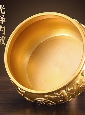 纯铜八福聚e宝盆家居摆件红色招财纳福客厅玄关电视柜装饰米缸黄