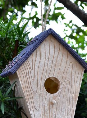 户外树脂鸟窝挂件鸟屋别墅花园庭院公园幼儿园装饰品挂饰园艺摆件