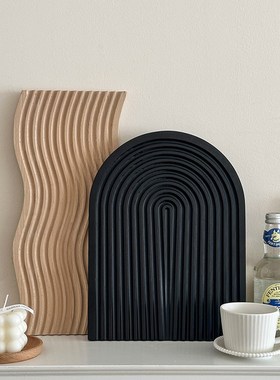 黑色冷淡风ins风木质托盘轻奢桌面摆件首饰香水收纳托盘拍摄现货