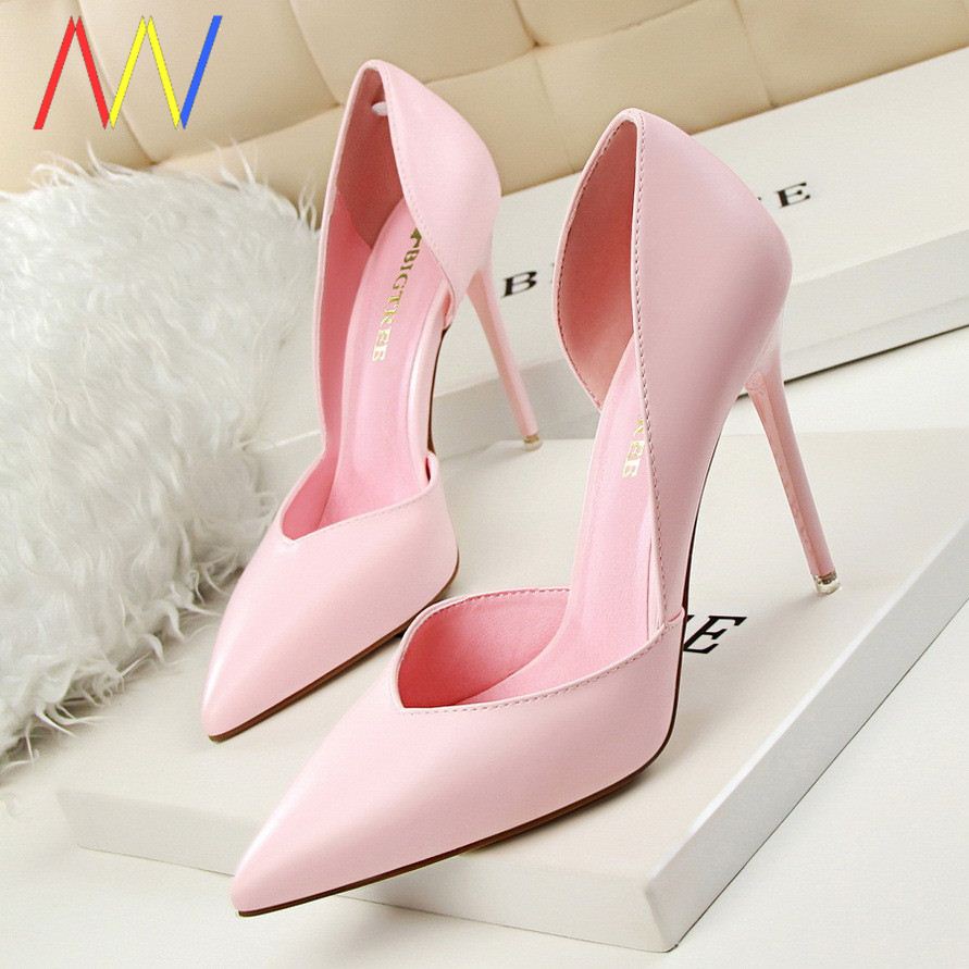 速发2022 Women Pumps Fashion High Heels Black red Yellow Sho - 图3