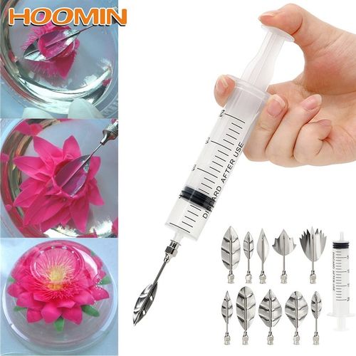 10 pcs Pudding Nozzle+1 Syringe Tool 3D Jelly Flower Cake J-图0