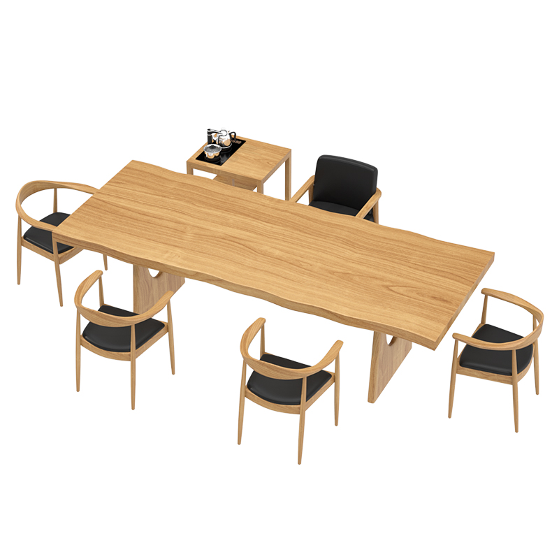 原木禅意大板功夫洽谈桌实木茶桌椅组合现代简约办公室新中式茶桌 - 图3
