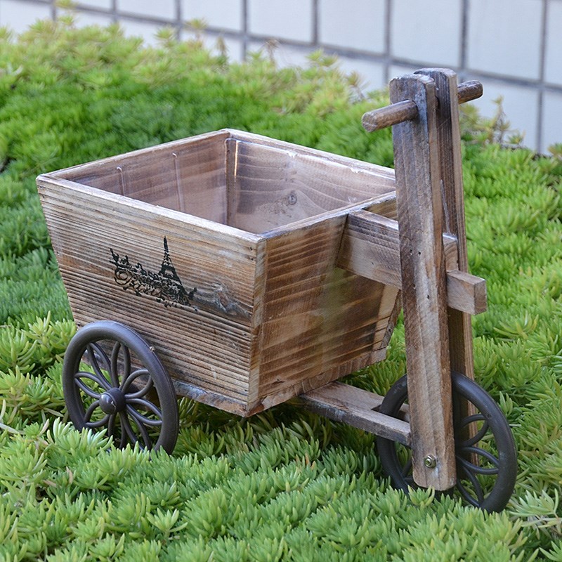 极速Zakka Groceries Fleshy Flowerpots Wooden Flowerpots Carb - 图1