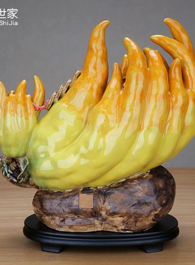 石湾公仔陶瓷佛手瓜新中式餐厅装饰酒店样板间电视柜手工高档摆件