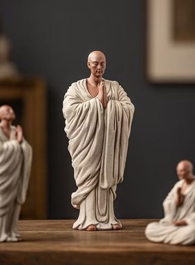 海鲜姿造创意装饰品陶瓷和尚小摆件禅意日式摆盘三文鱼刺身装饰品