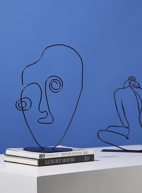 现代家居北欧抽象铁艺人物艺术摆件工艺品网红民S宿风桌面软装饰