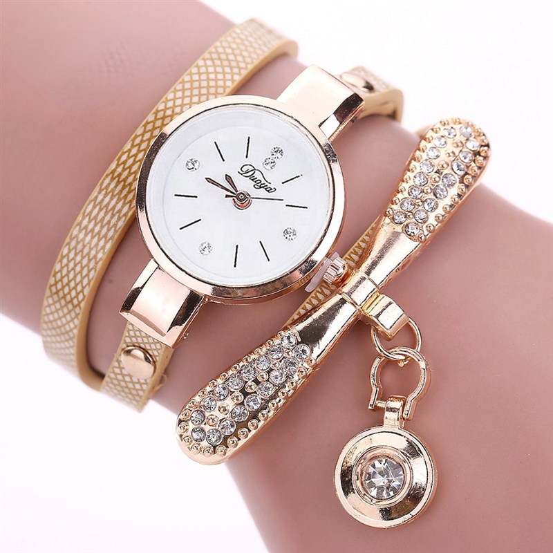 推荐Duoya Brand Bracelet Watches For Women Luxury Gold Cryst - 图0