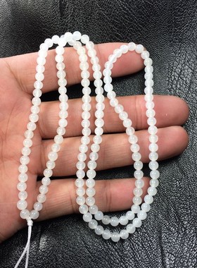 新疆和田且末g羊脂白玉级卡4mm毫米108多圈素项手链子串挂绳佛珠