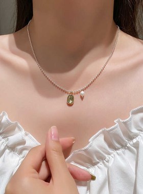 感小金豆珍珠项链女ins轻奢小众锁骨链2024年新款潮百搭颈链